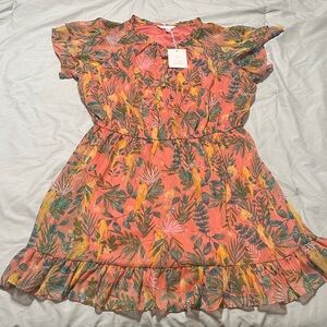 LC Lauren Conrad Fit Flare Tropical Bird Dress